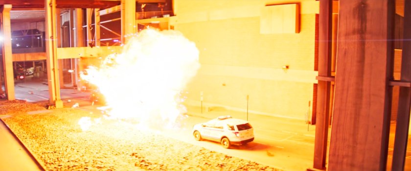 Explosion in underground parking structure.