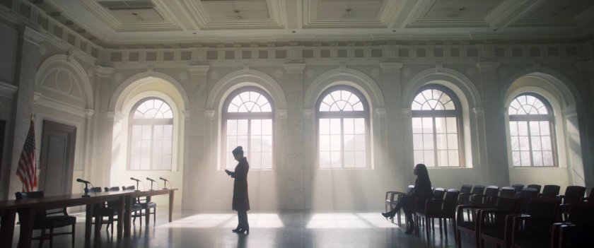 Valentina Allegra de la Fontaine with John Walker's wife in an empty Senate room.