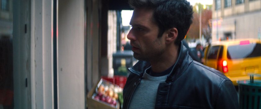 Bucky outside sushi restaurant.