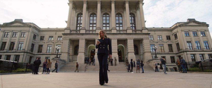 Sharon Carter walks away from Senate hearing building.