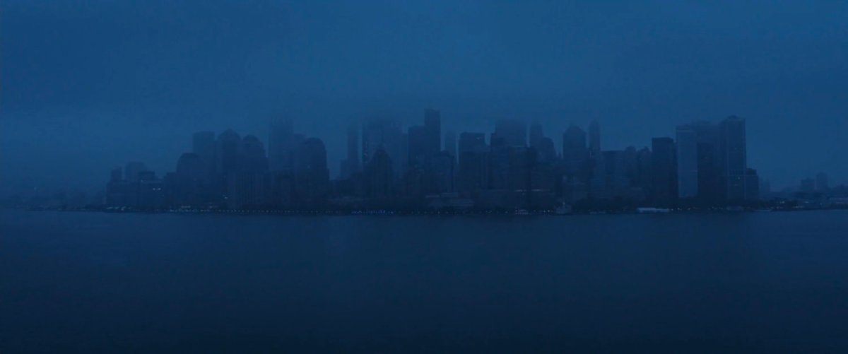 A foggy wide angle image of Manhattan.