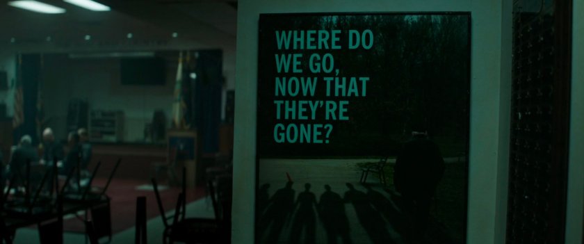 A sign at a support group meeting. Text: Where do we go now that they're gone?