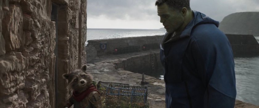 Smart Hulk and Rocket at seaside fishing village.