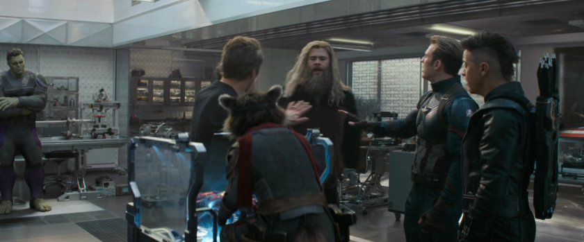 Interior of Avengers Facility living quarters with team.