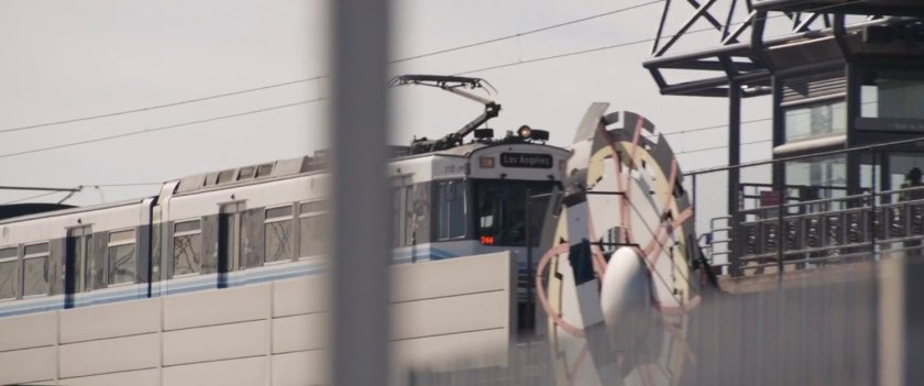 Platform and train at Los Angeles metro station.