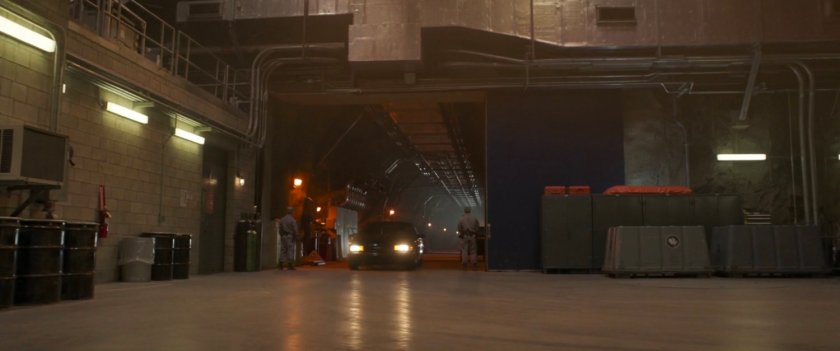 Car pulling into Project Pegasus hangar.