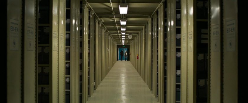 Nick Fury and Vers in the underground records area of Project Pegasus.