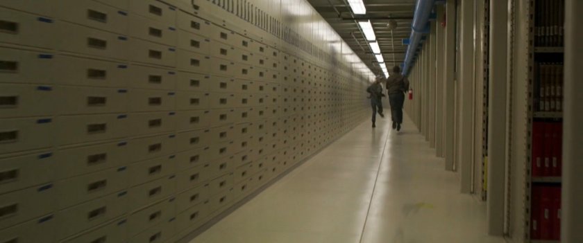 Nick Fury and Vers in the underground records area of Project Pegasus.