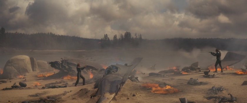 Carol and Yon-Rogg in Asis wreckage on small island.