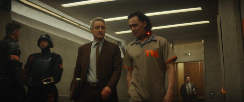 Loki and Mobius in TVA Hallway.