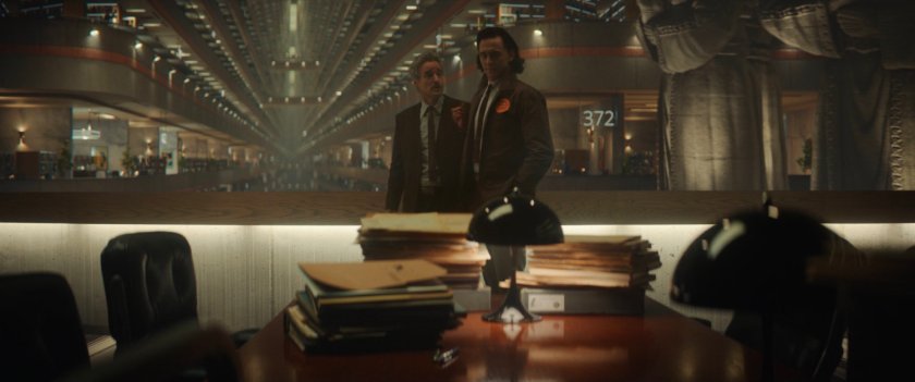 Mobius and Loki inside the TVA Archives.