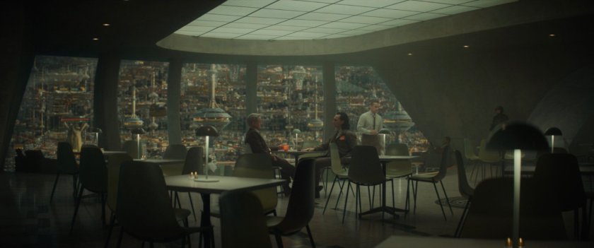 Mobius and Loki in the TVA Cafeteria.