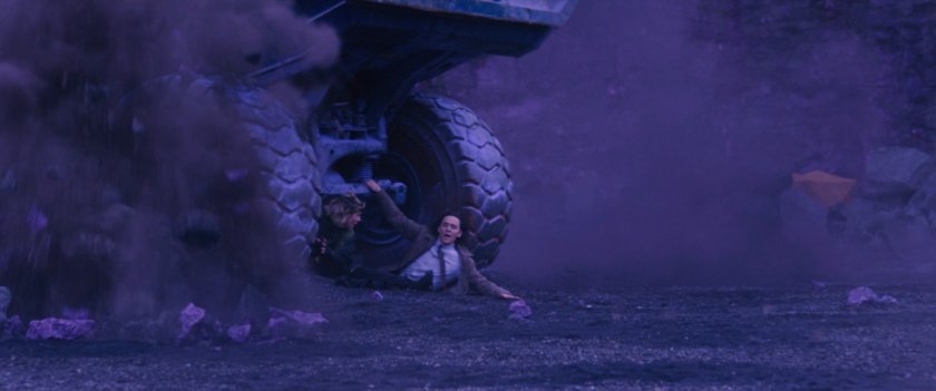 Loki and Sylvie running through quarry on Lamentis-1.