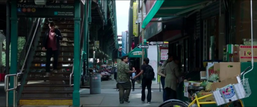 Exterior of Delmar's II at foot of Subway platform stairs.