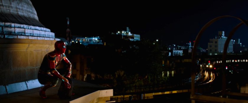 Spider-Man on the roof of the queens Cultural Center.