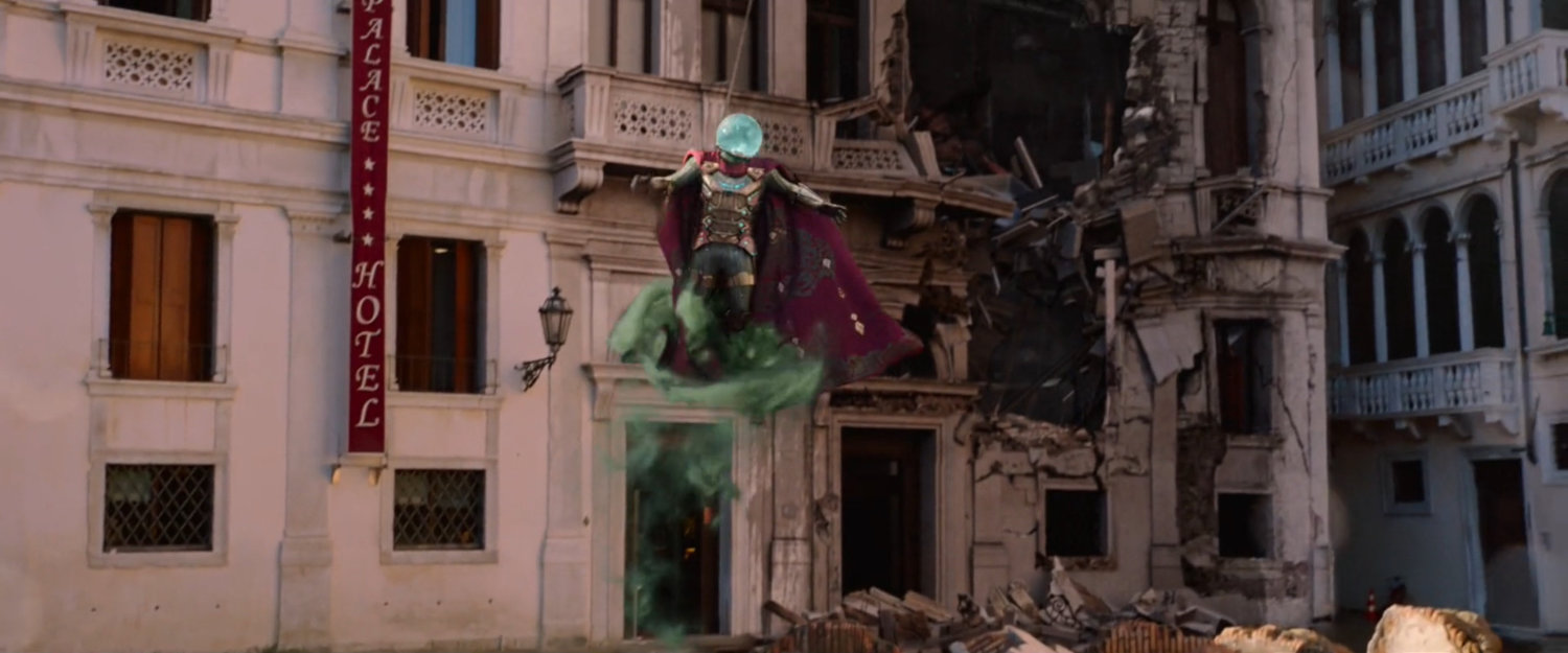 Mysterio hovering in front of the Palace Hotel.