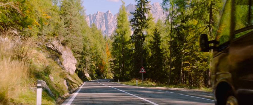 A forested mountain road.