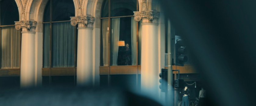 Exterior of Dreykov's office building.