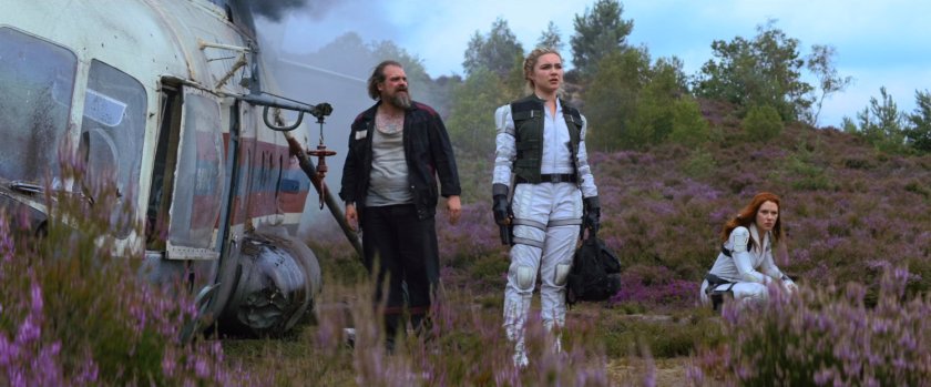 Dimitri, Yelena, and Natasha in a meadow.