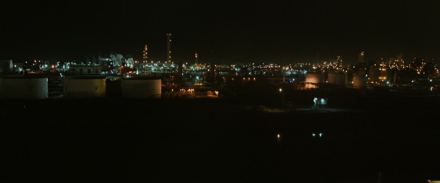 View of industrial center over shipping containers.