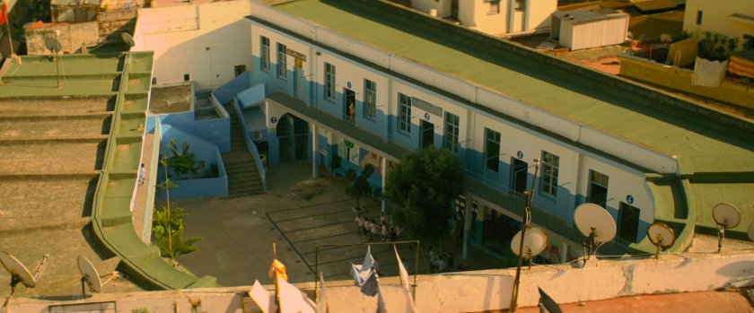 Aerial view of Moroccan schoolyard.