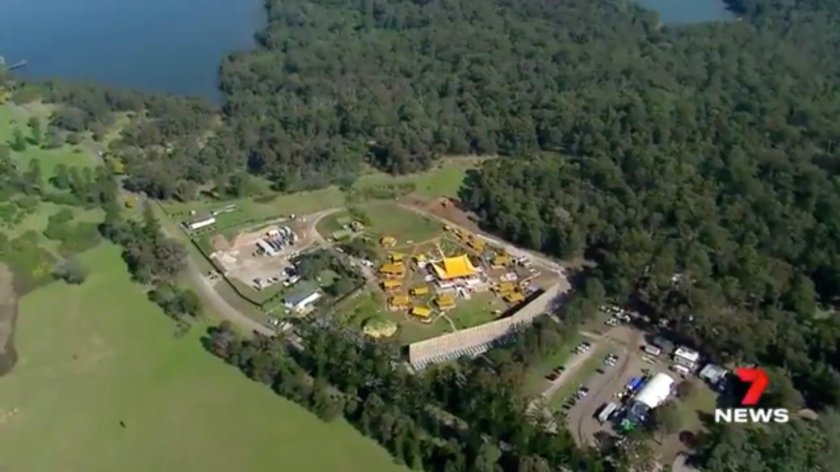 Aerial view of filming location in Sydney Australia taken from a news report.