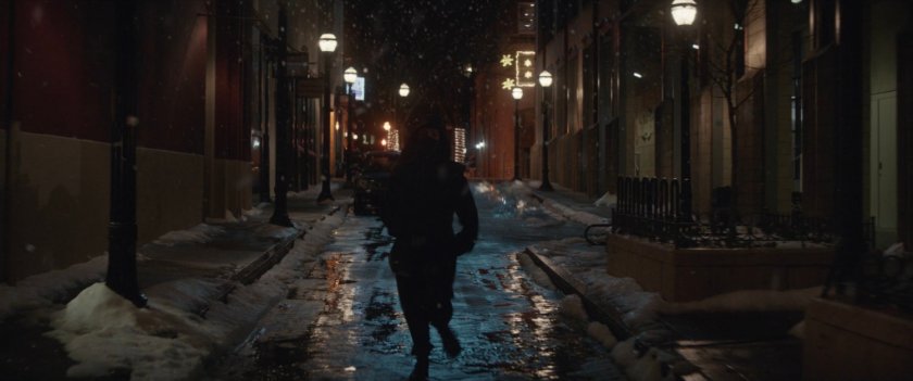 Kate runs down New York street.