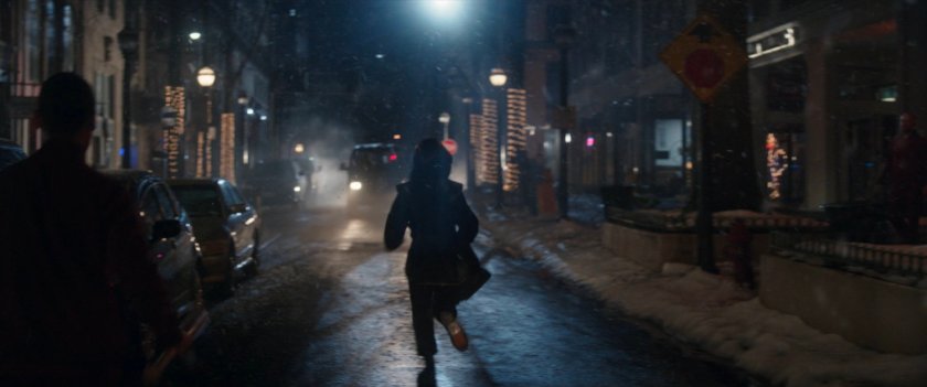 Kate runs down New York street.