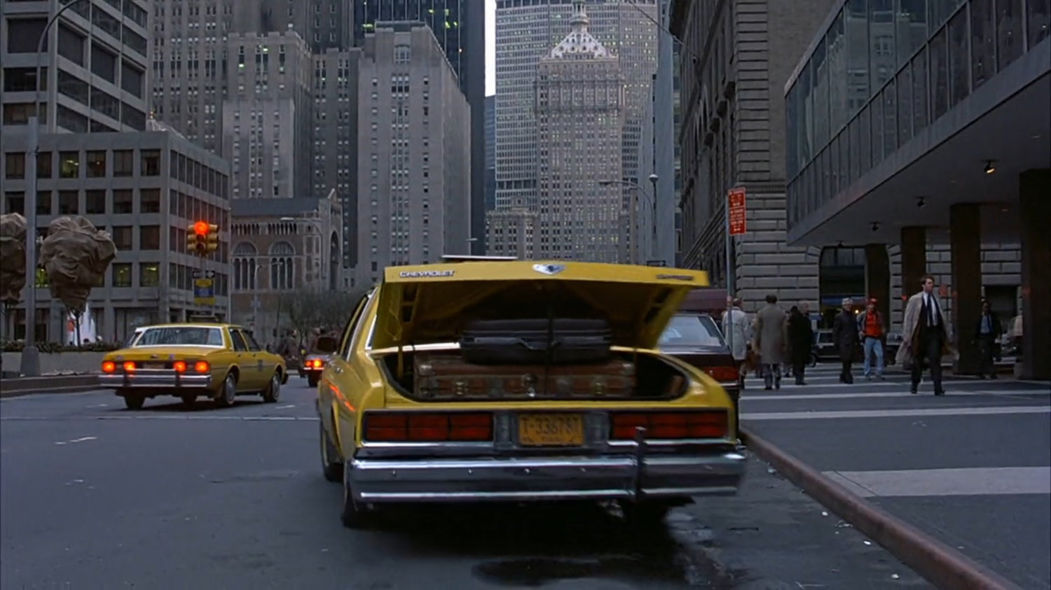 A cab parked in the same location from the film Planes, Trains, and Automobiles.