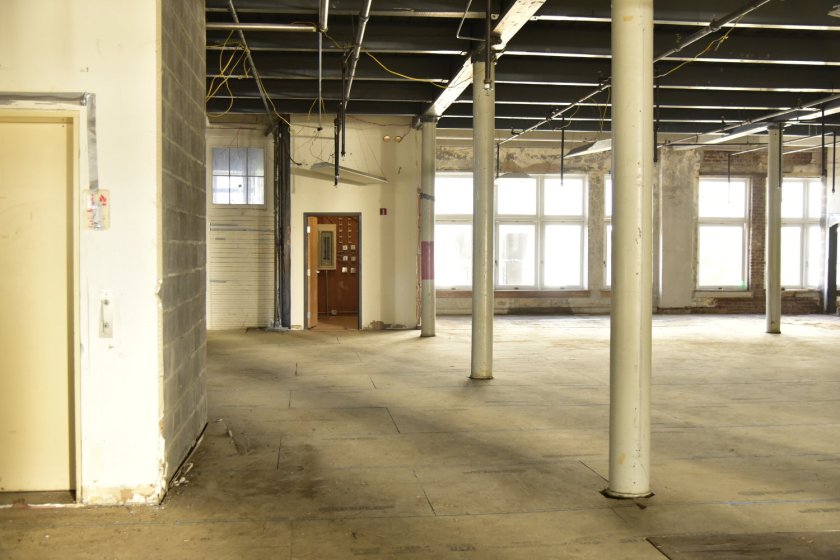 Behind the scenes photo of abandoned toy store filming location.