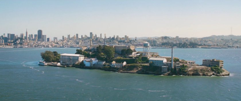 Aerial view of San Francisco and Alcatraz Island.