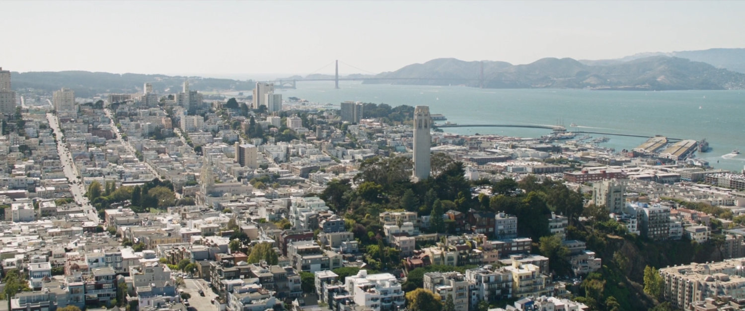 Aerial view of San Francisco and Coit Tower.