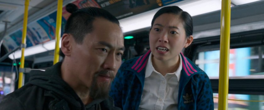 Close-up of Katy and a Thug on a San Francisco metro bus.