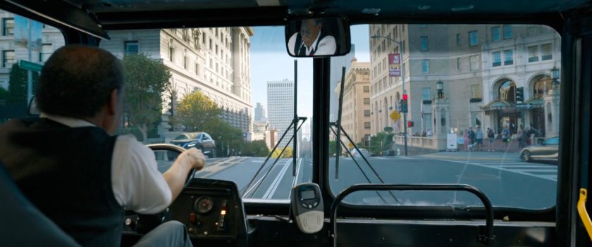 POV of San Francisco street from bus drivers perspective.