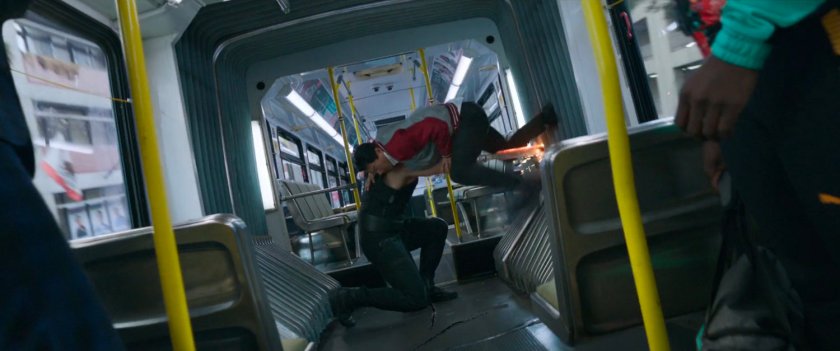 Shaun fights with RazorFist on a San Francisco metro bus.