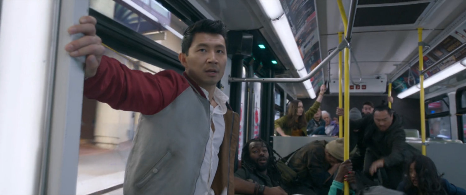 Shaun braces himself in a San Francisco metro bus.