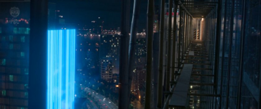 Aerial view of Macau from skyscraper scaffolding.