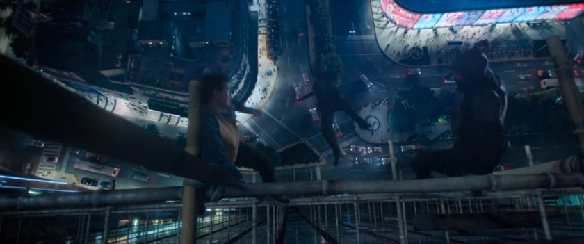 Shaun hangs off skyscraper scaffolding in Macau.