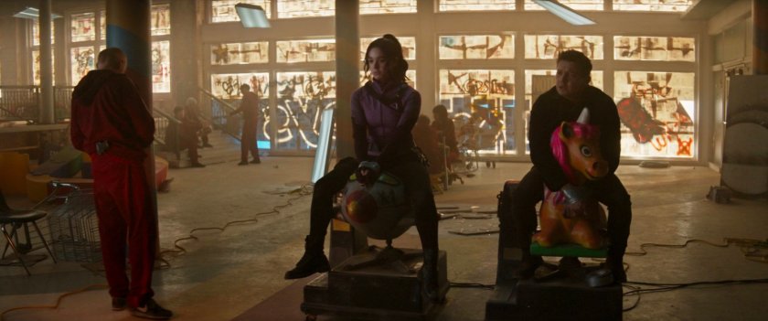 Clint and Kate in an abandoned toy store.