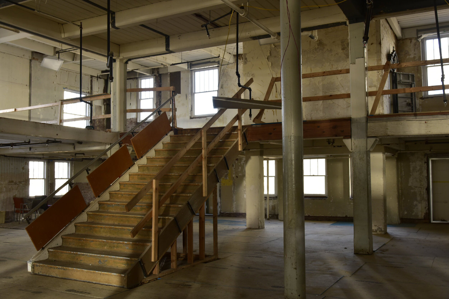 Behind the scenes photo of abandoned toy store filming location.
