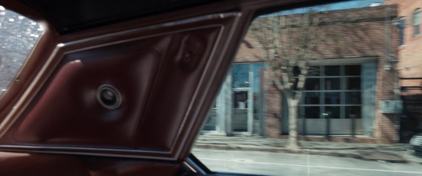 View of car chase from inside car.