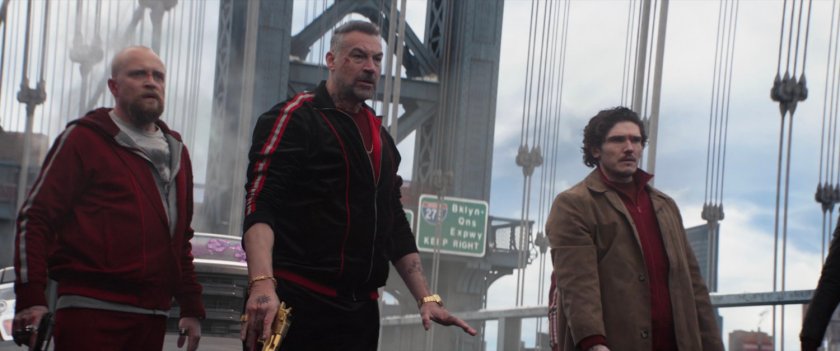 Tracksuit mafia members on the Manhattan Bridge.