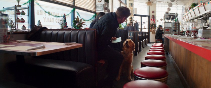 Clint and Lucky in a diner.