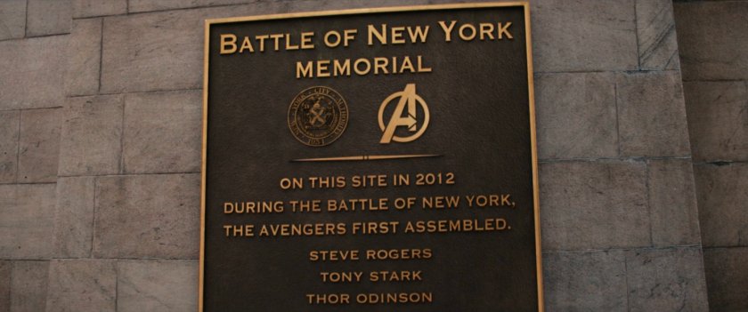Close up of Battle of New York Memorial plaque.