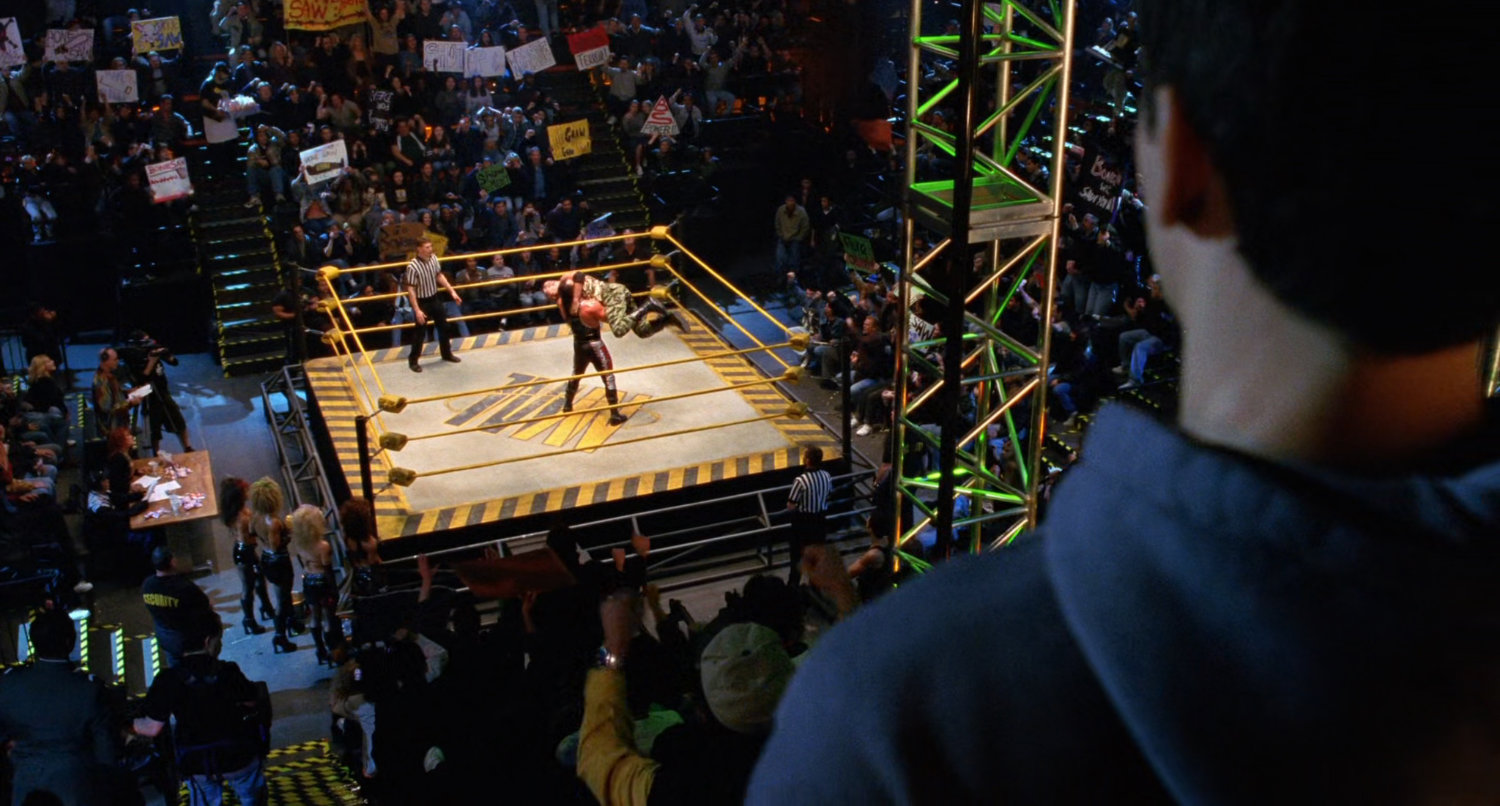 Interior of wrestling stadium.