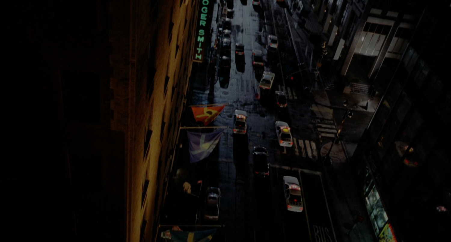 New York street at night.