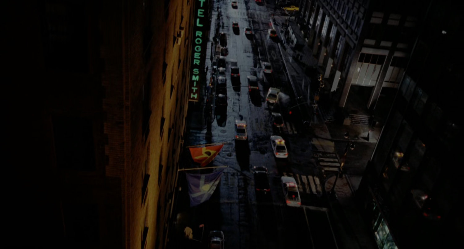 High angle of street near Hotel Roger Smith.