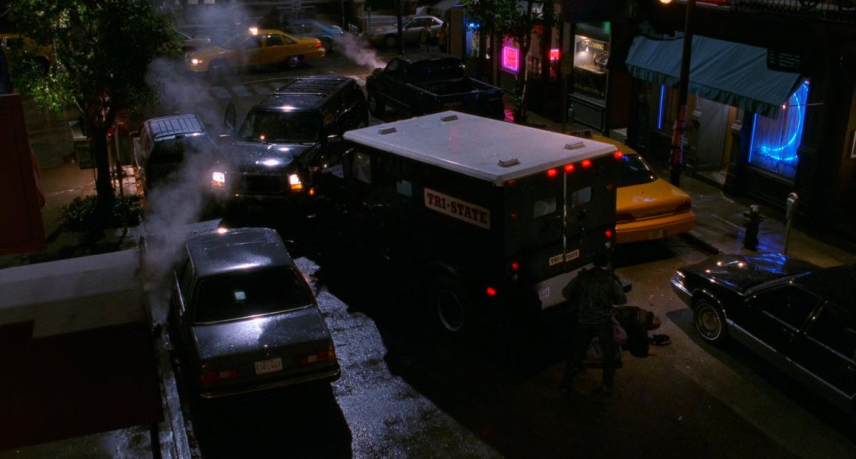 Armored car being robbed.