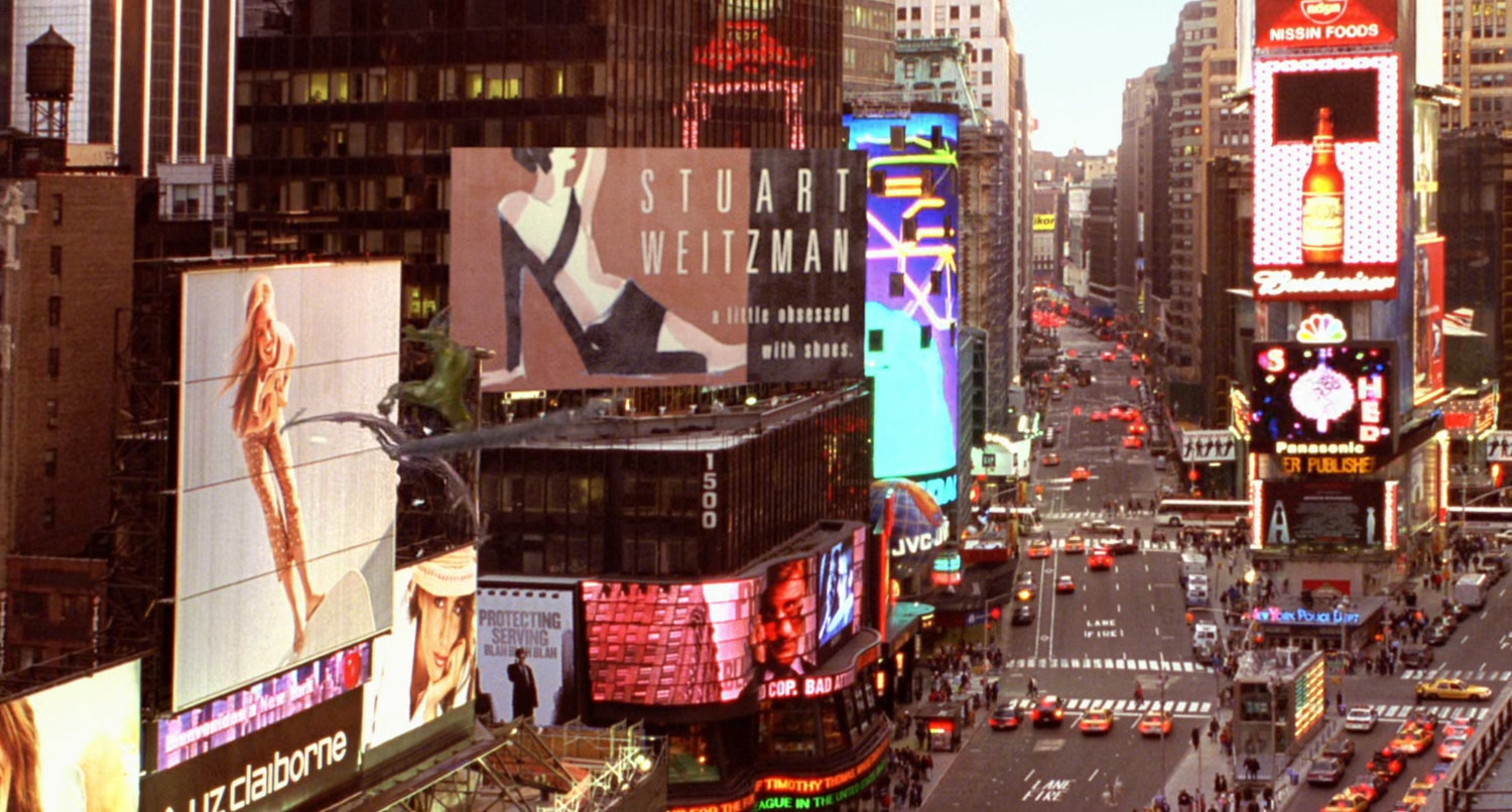 Green Goblin flies above Time Square.