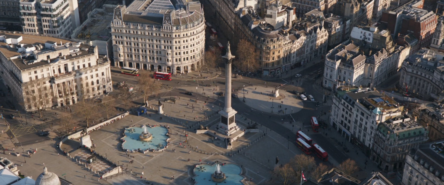 Aerial view of Piccadilly circus in London.